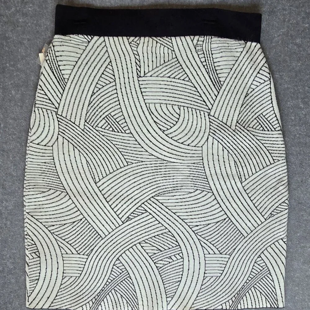 Maeve by Anthropologie White & Black Abstract Woven Print Skirt Size XL NWT - Picture 6 of 10